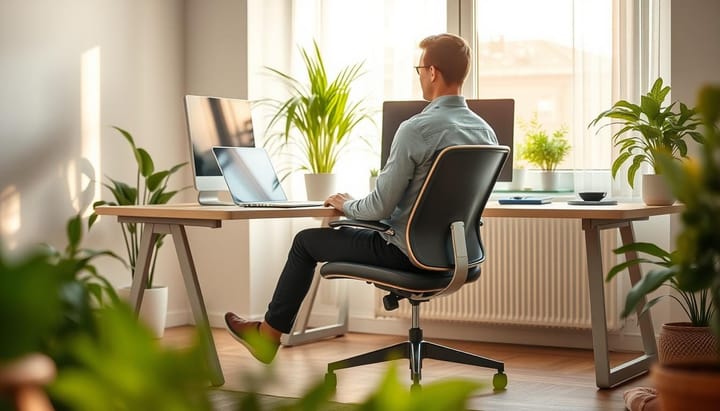 Why correct posture near a laptop is important for remote workers